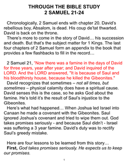 Through the Bible Study 2 Samuel 21-24