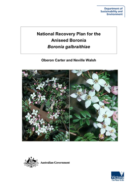 National Recovery Plan for the Aniseed Boronia Boronia Galbraithiae