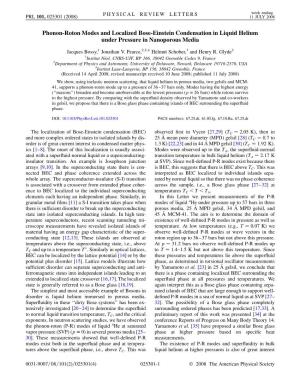 Phonon-Roton Modes and Localized Bose-Einstein Condensation in Liquid Helium Under Pressure in Nanoporous Media