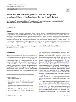 Autism with and Without Regression: a Two-Year Prospective Longitudinal Study in Two Population-Derived Swedish Cohorts