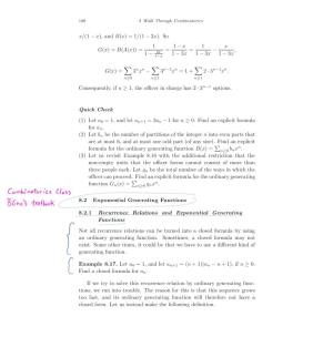 Sec 8.2.1 Recurrence Relations and Exponential Generating Function