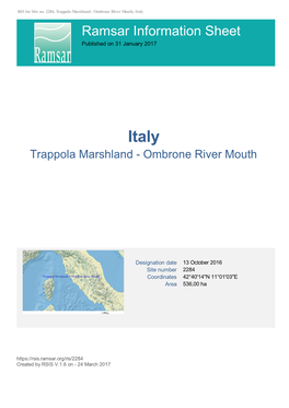 Ramsar Information Sheet Published on 31 January 2017