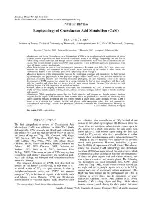 Ecophysiology of Crassulacean Acid Metabolism (CAM)