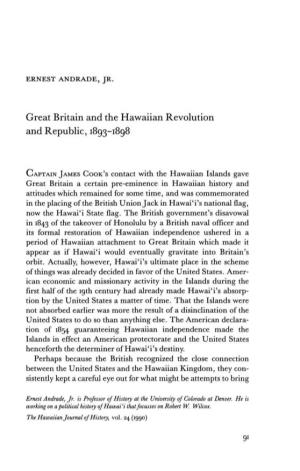 Great Britain and the Hawaiian Revolution and Republic, 1893-1898