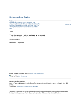 The European Union: Where Is It Now?