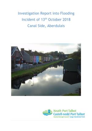 Investigation Report Into Flooding Incident of 13Th October 2018 Canal Side, Aberdulais