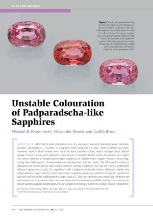 Unstable Colouration of Padparadscha-Like Sapphires Michael S