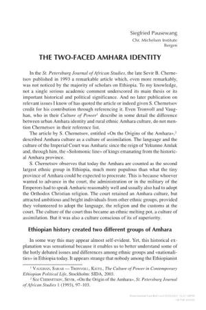 The Two-Faced Amhara Identity