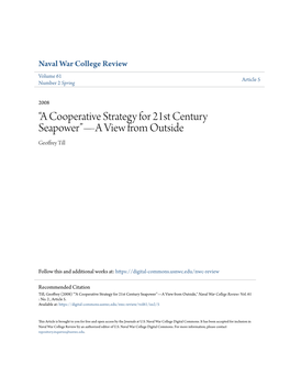 A Cooperative Strategy for 21St Century Seapower”—A View from Outside Geoffrey Till