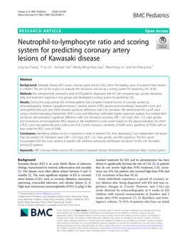 Neutrophil-To-Lymphocyte Ratio and Scoring System for Predicting