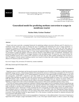 Generalized Model for Predicting Methane Conversion to Syngas in Membrane Reactor