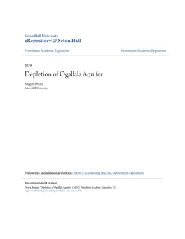 Depletion of Ogallala Aquifer Megan Drury Seton Hall University
