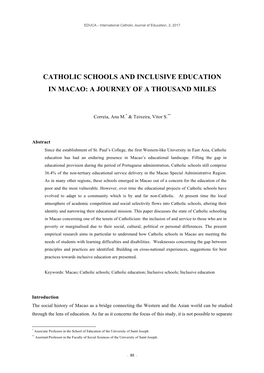 Catholic Schools and Inclusive Education in Macao: a Journey of a Thousand Miles