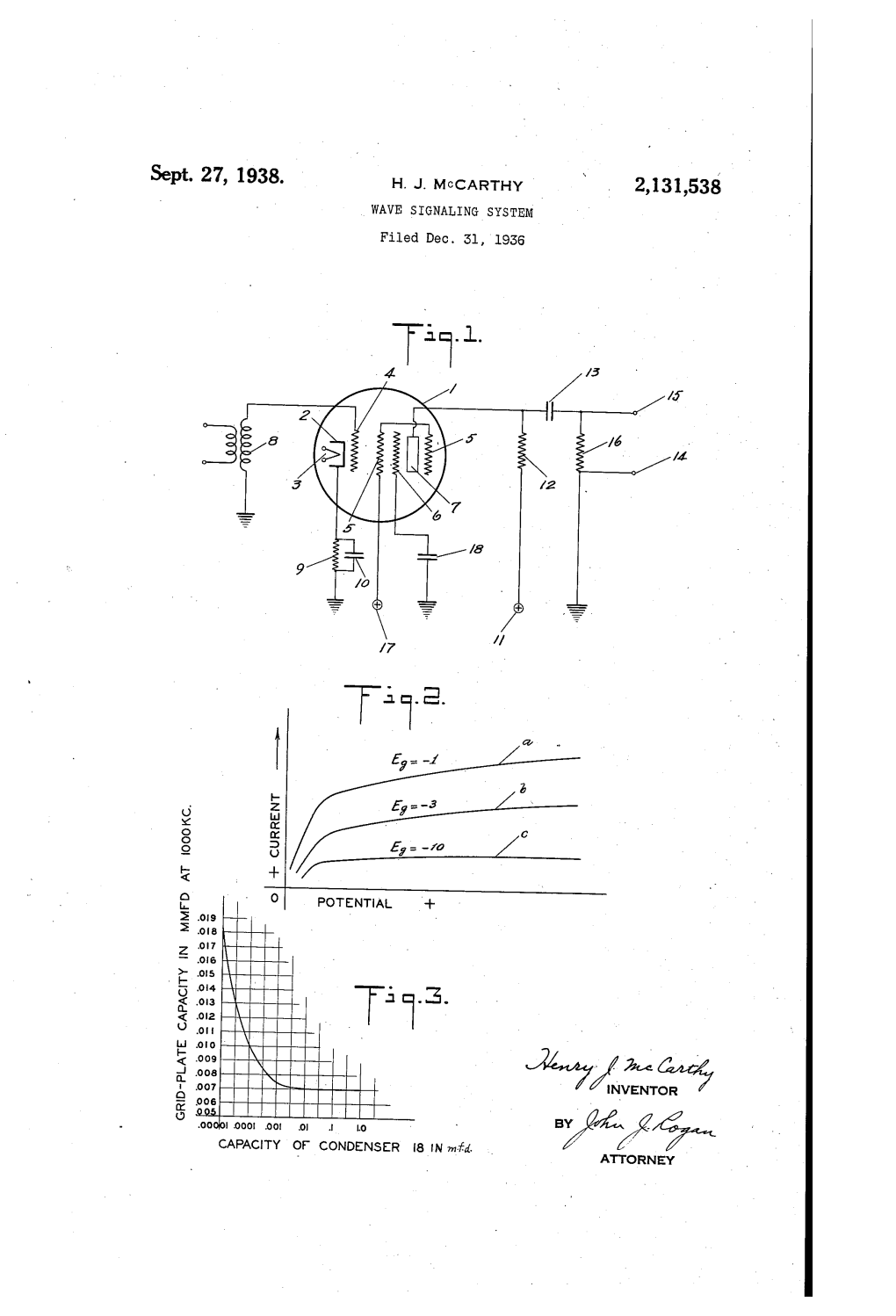 Sept. 27, 1938. H. J. Mcarthy 2,131,538 INVENTOR