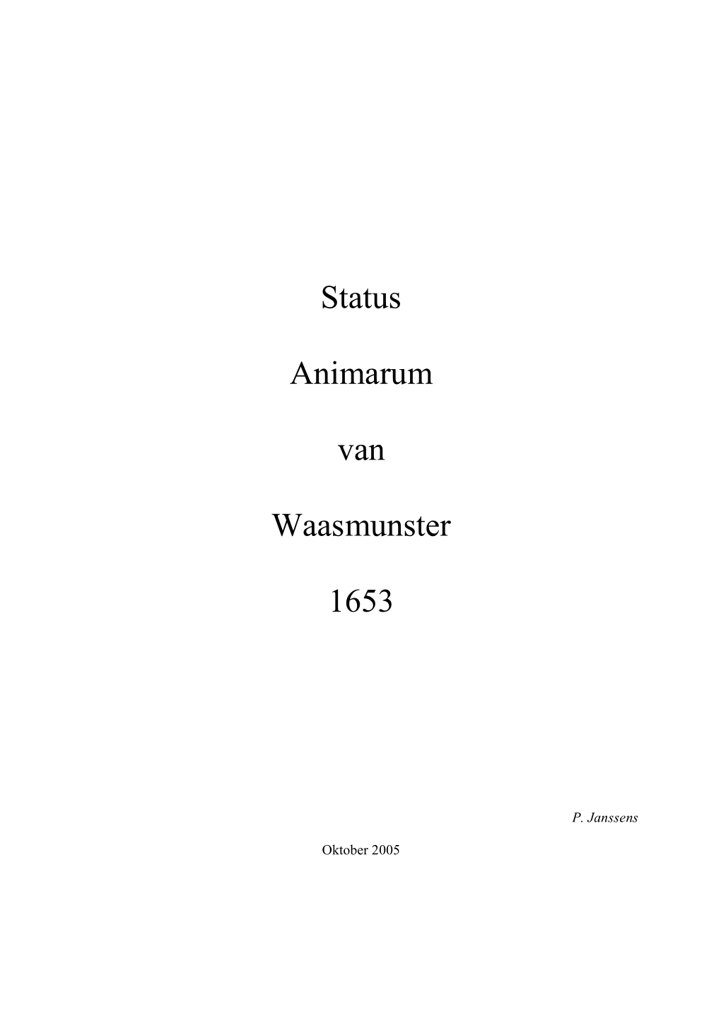 Status Animarum Waasmunster 1653