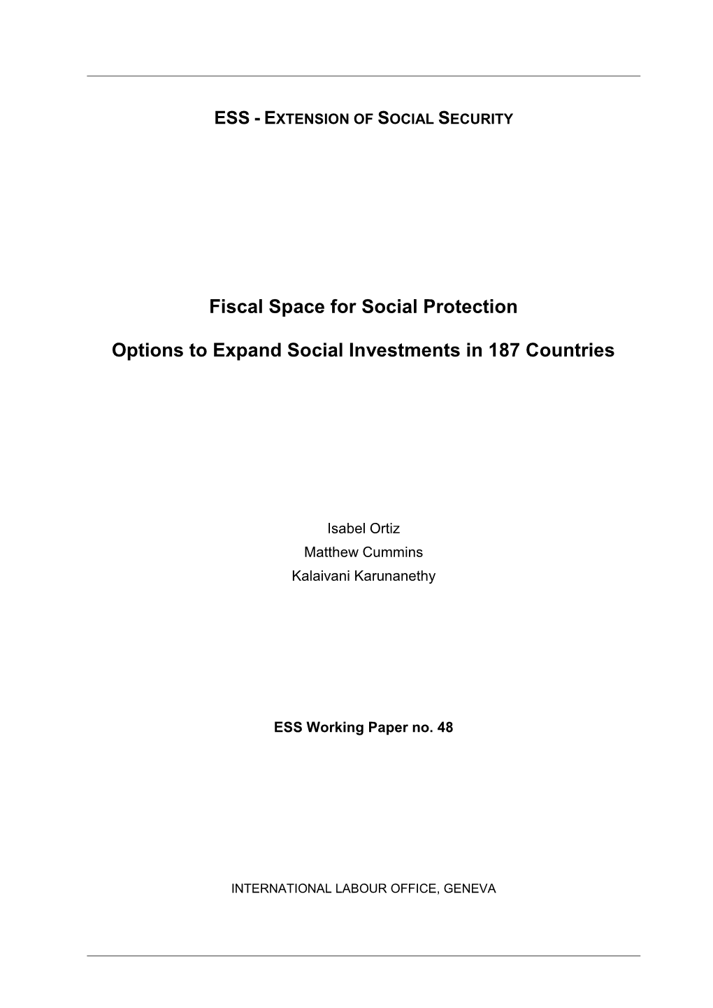 Options to Expand Social Investments in 187 Countries