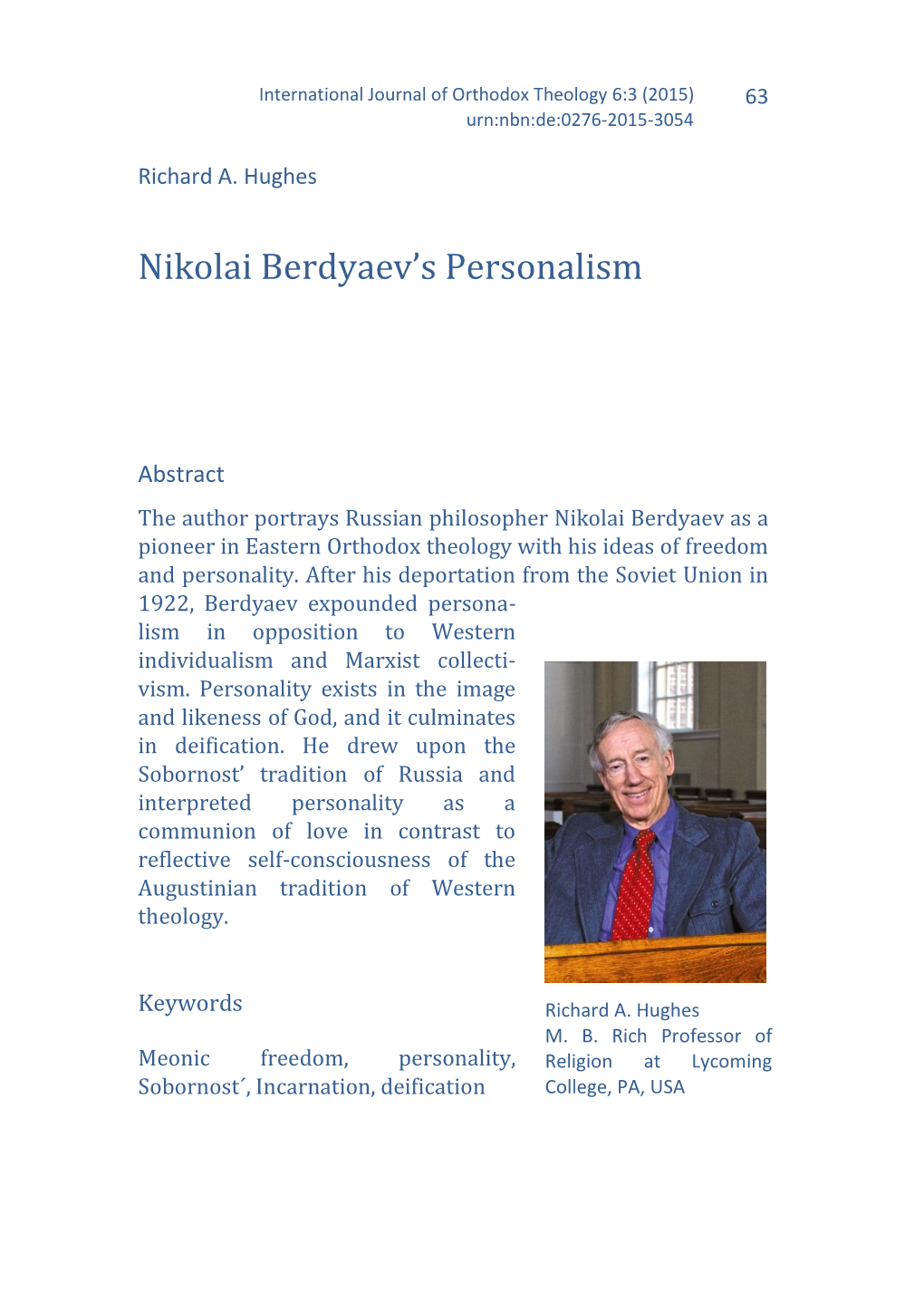 Nikolai Berdyaev's Personalism