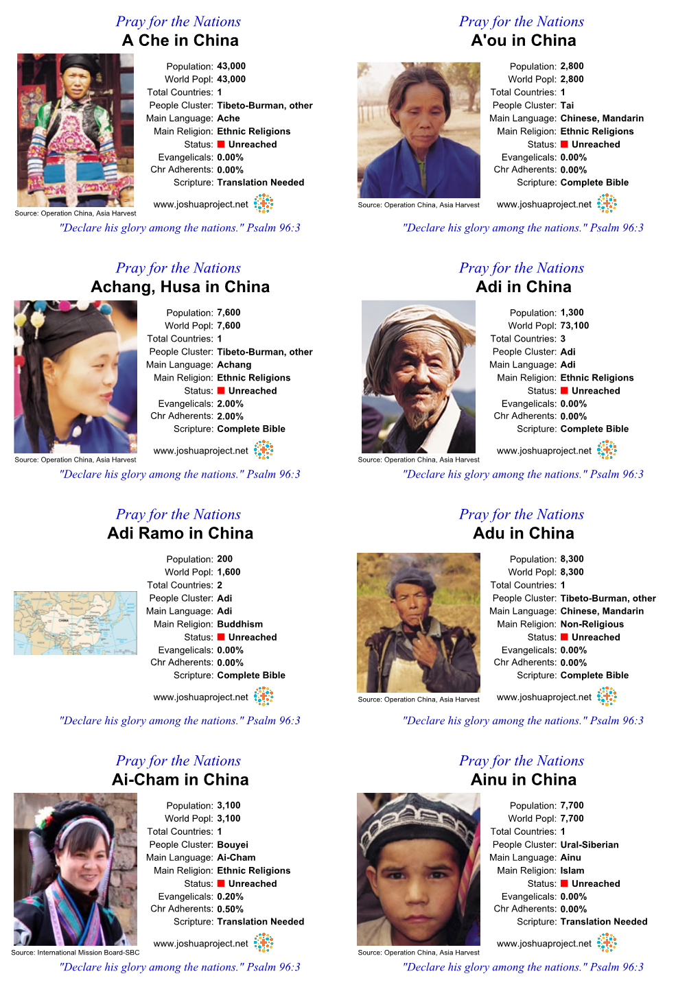 Unreached Only Prayer Cards