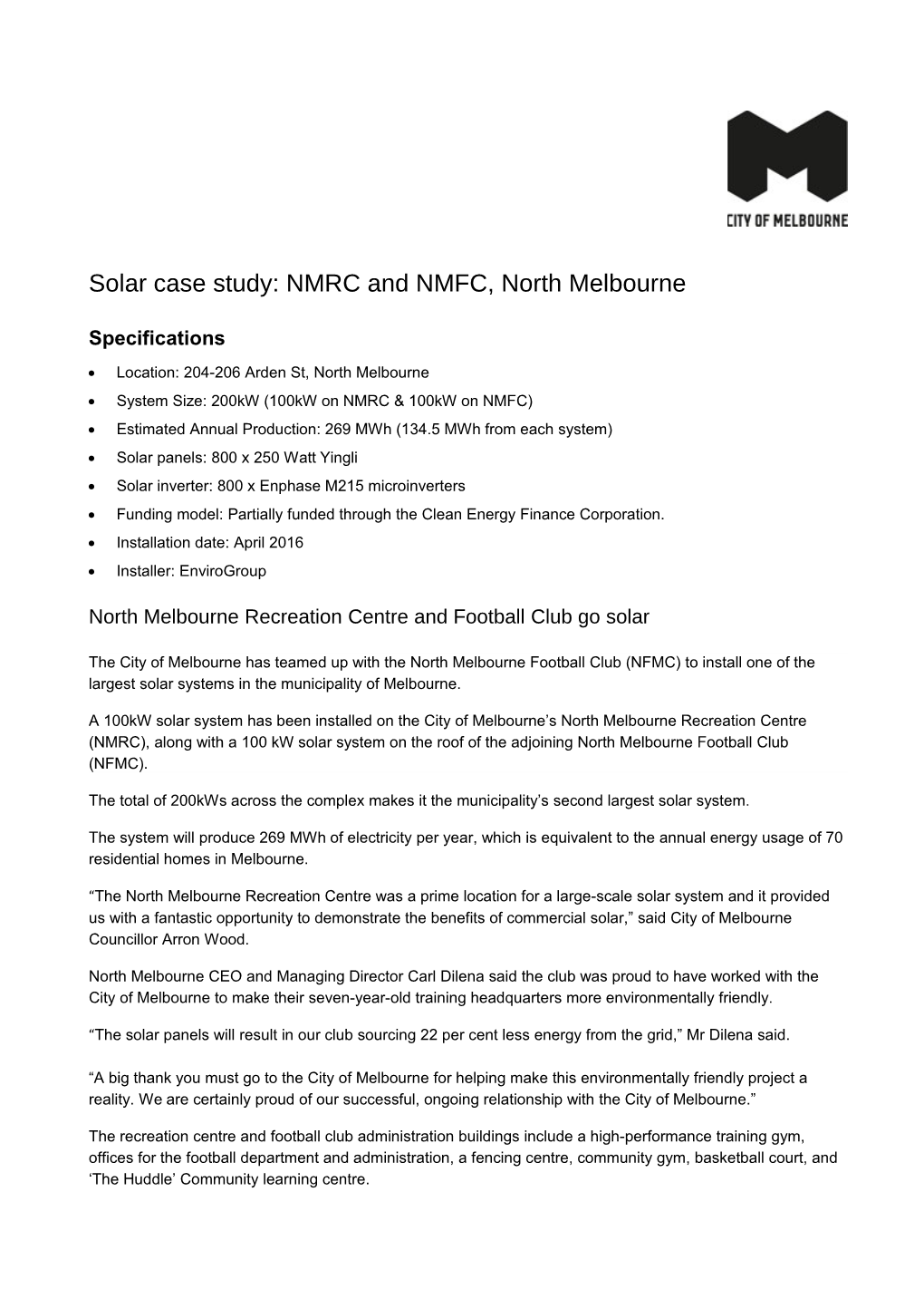 Solar System Case Study, NMFC and NMRC