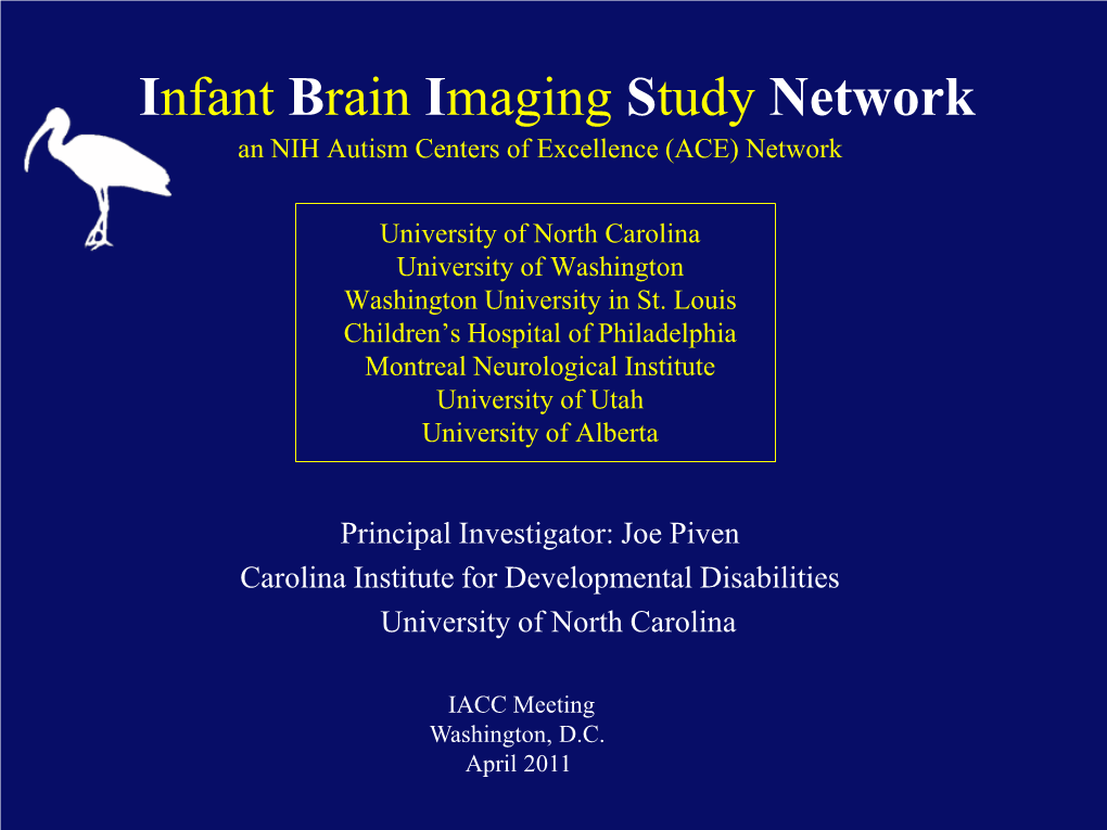 Infant Brain Imaging Study Network an NIH Autism Centers of Excellence (ACE) Network: IACC Meeting Washington, D.C. April 2011