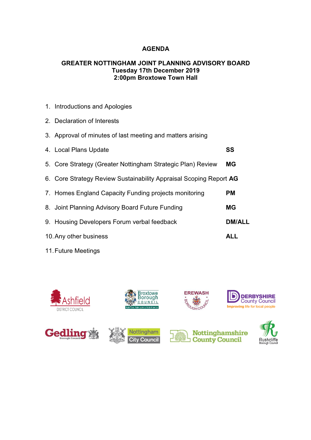 Agenda Greater Nottingham Joint Planning Advisory