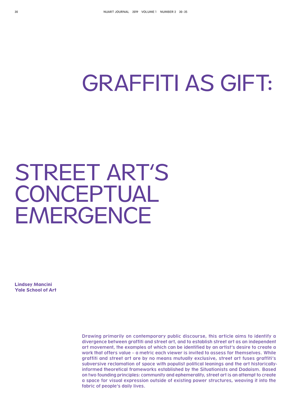 Lindsey Mancini Street Art's Conceptual Emergence