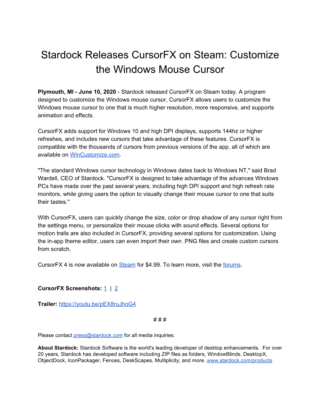 Stardock Releases Cursorfx on Steam: Customize the Windows Mouse Cursor