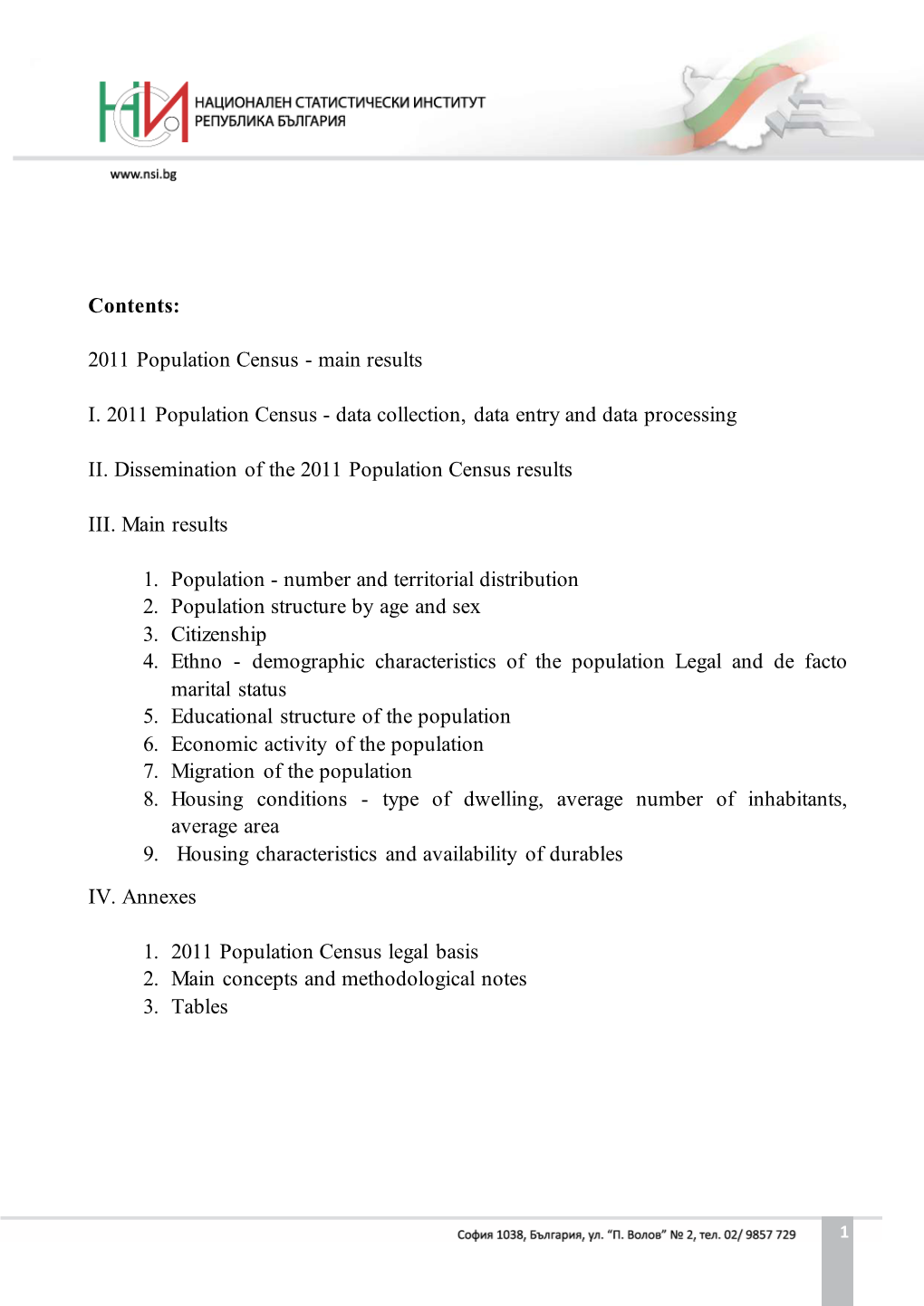 2011 Population Census – Main Results