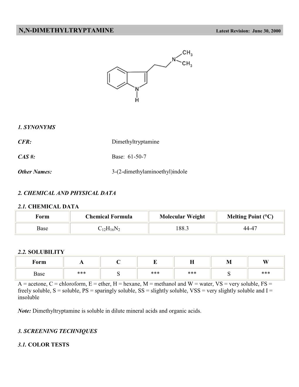 N,N-Dimethyltryptamine (DMT)