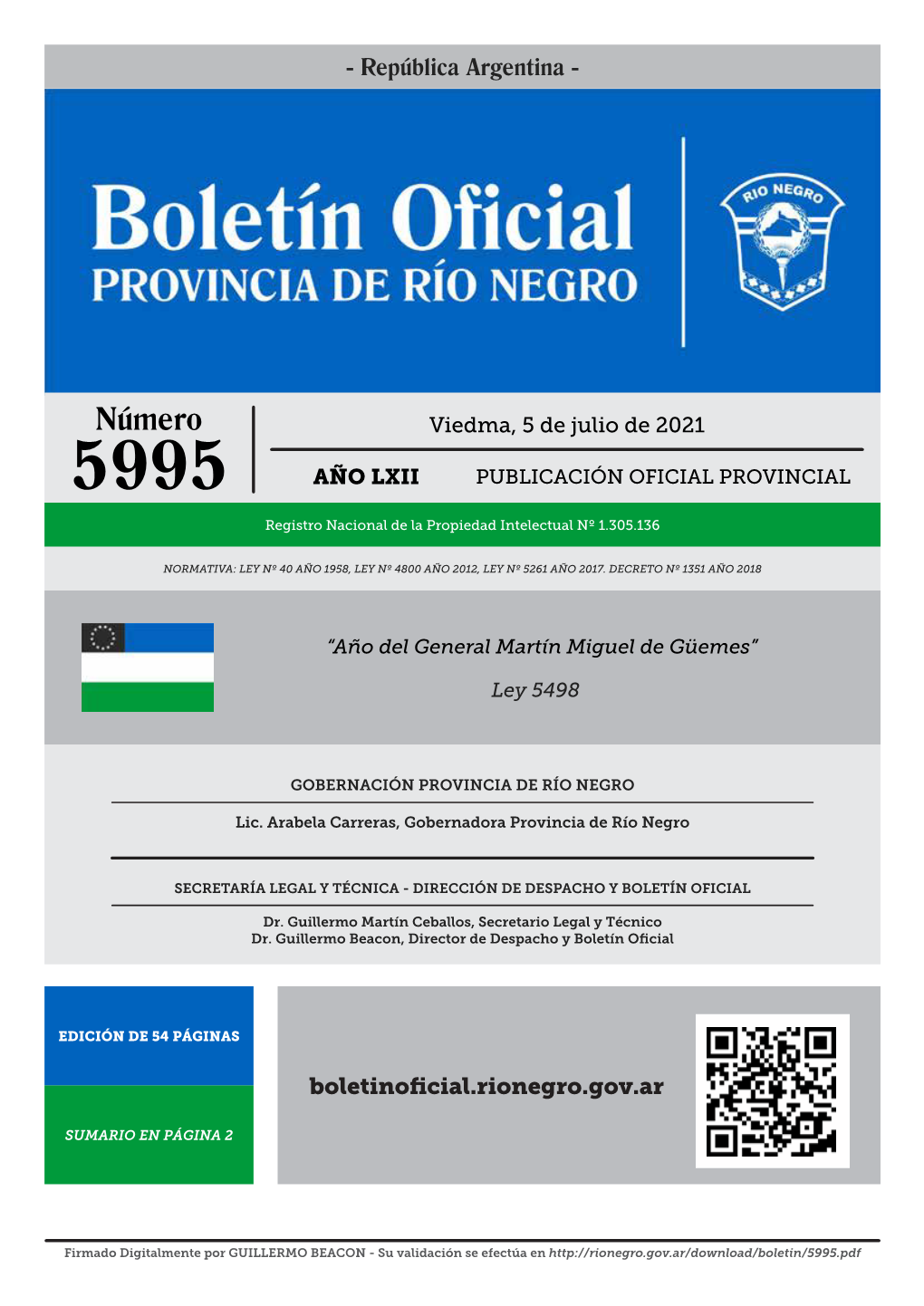 5995.Pdf 5 De Julio De 2021 BOLETIN OFICIAL Nº 5995 2