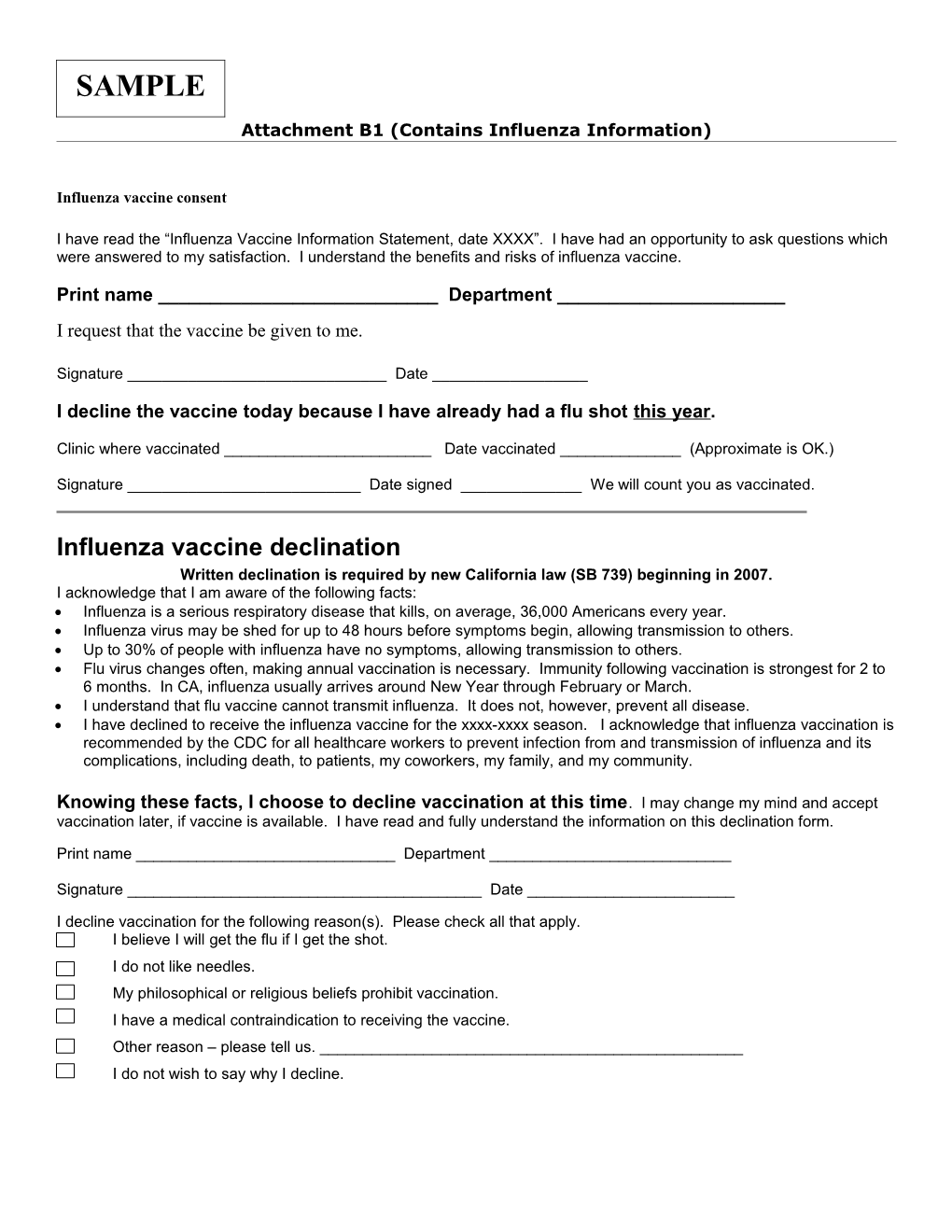 Attachment B1 (Contains Influenza Information)