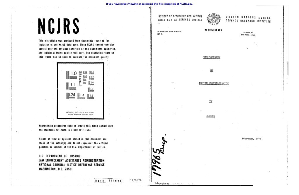 U.S. DEPARTMENT of JUSTICE LAW ENFORCEMENT ASSISTANCE ADMINISTRATION' NA Tlonal CRIMINAL JUSTICE REFERENCE SERVICE WASHINGTON, D.C