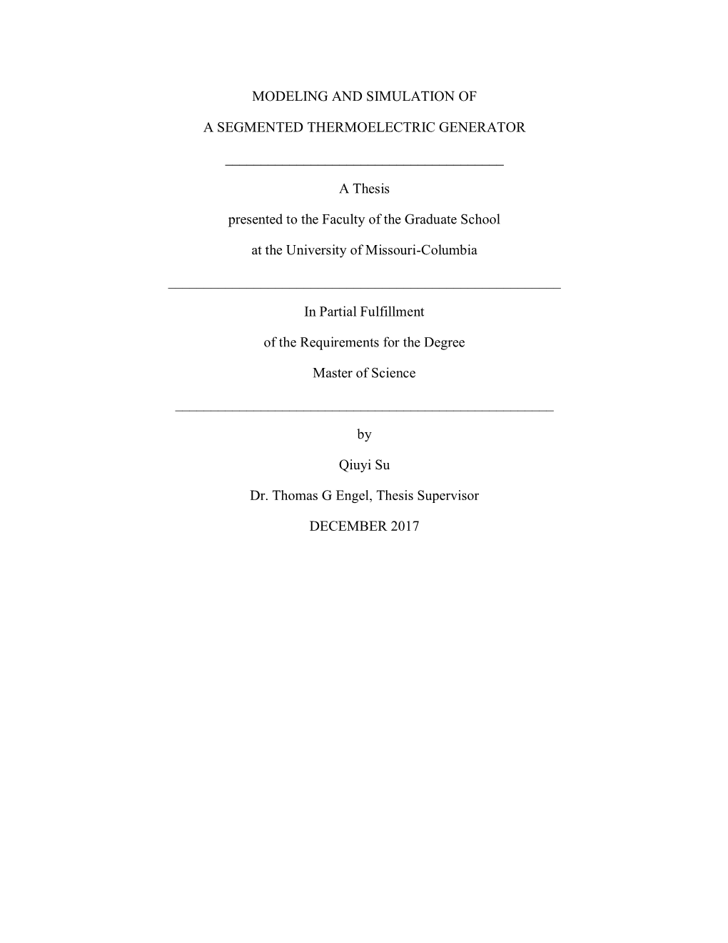 Modeling and Simulation of a Segmented Thermoelectric