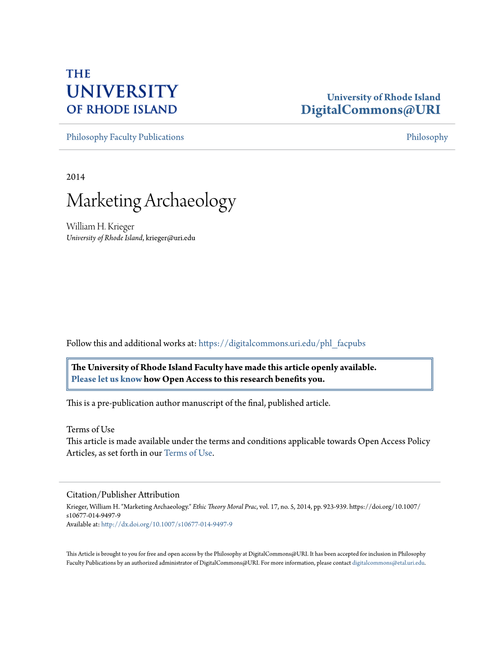 Marketing Archaeology William H