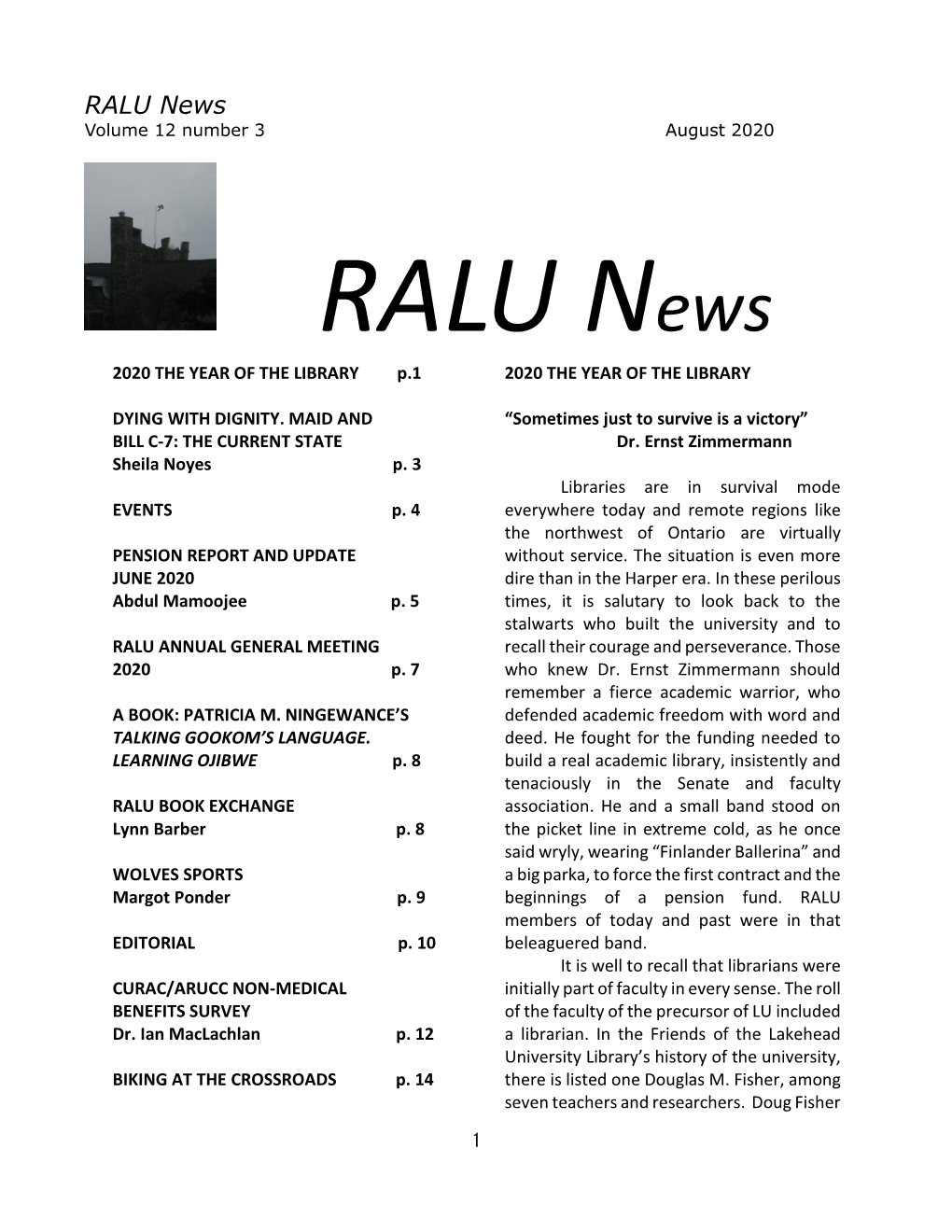 RALU News Volume 12 Number 3 August 2020