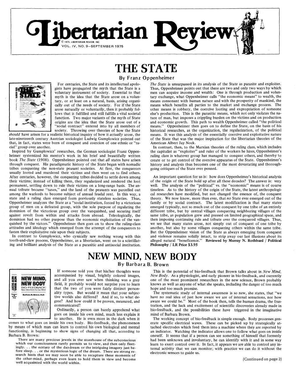 The Libertarian Review September 1975