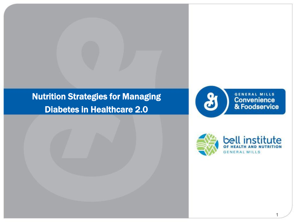 Nutrition Strategies for Managing Diabetes in Healthcare 2.0