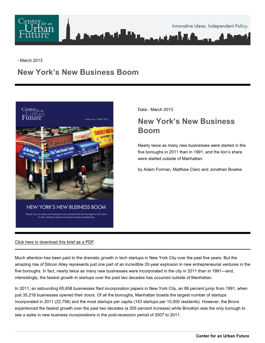 New York™S New Business Boom