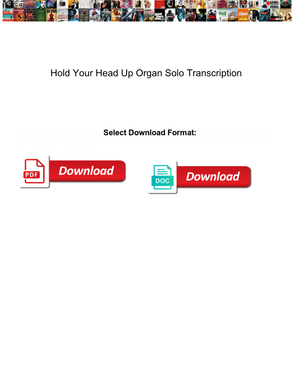 Hold Your Head up Organ Solo Transcription