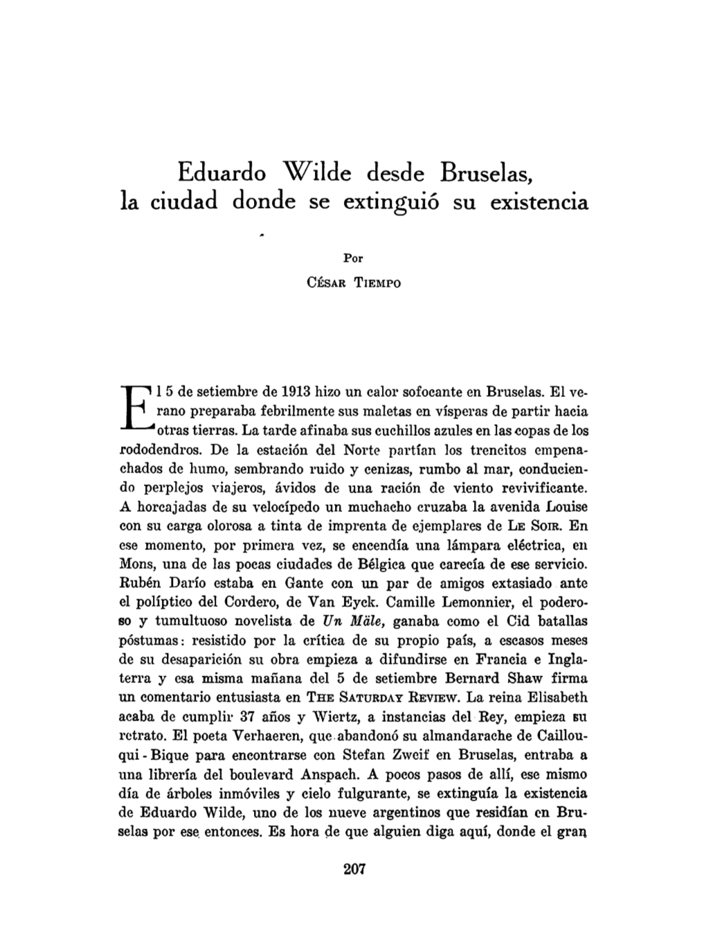 Eduardo ^^Ilde Desde Bruselas, La Ciudad Donde Se Extinguió Su Existencia