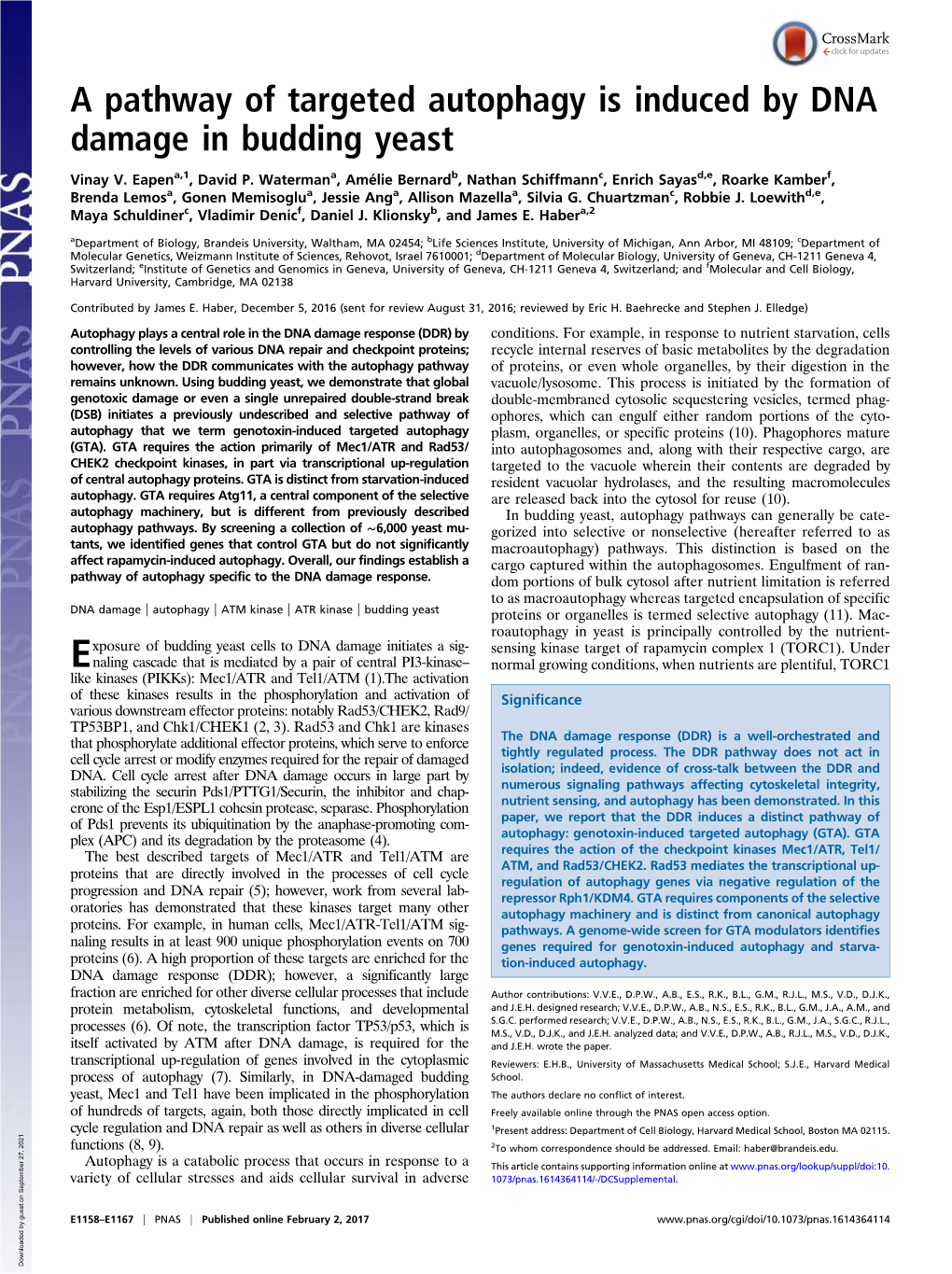 A Pathway of Targeted Autophagy Is Induced by DNA Damage in Budding Yeast