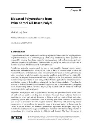 Biobased Polyurethane from Palm Kernel Oil-Based Polyol