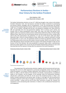 Parliamentary Elections in Serbia –