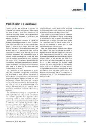 Comment Public Health Is a Social Issue