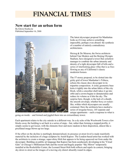 New Start for an Urban Form by Edwin Heathcote Published September 16, 2008