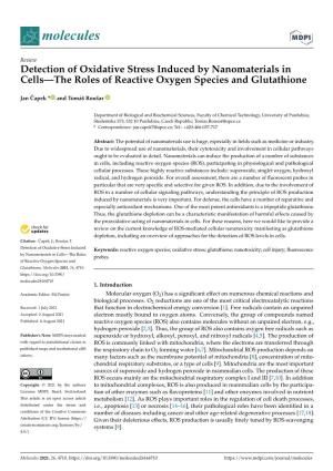 Detection of Oxidative Stress Induced by Nanomaterials in Cells—The Roles of Reactive Oxygen Species and Glutathione
