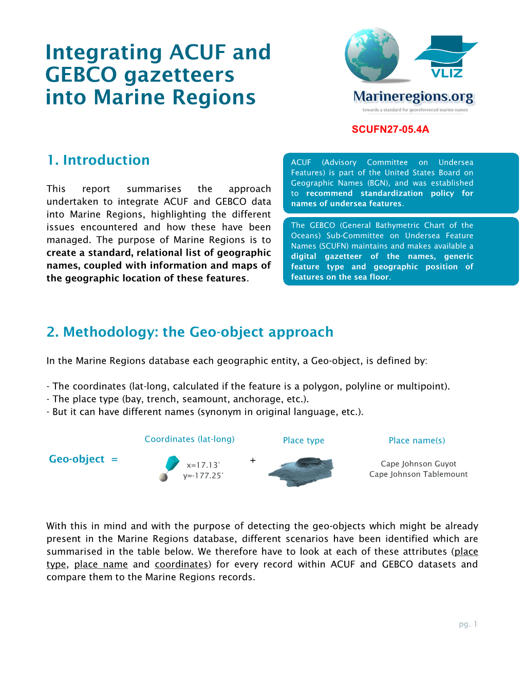 Integrating ACUF and GEBCO Gazetteers Into Marine Regions Pg