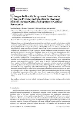 Hydrogen Indirectly Suppresses Increases in Hydrogen Peroxide in Cytoplasmic Hydroxyl Radical-Induced Cells and Suppresses Cellular Senescence