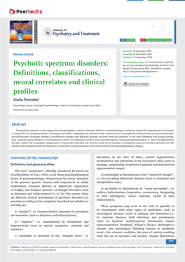 Definitions, Classifications, Neural Correlates and Clinical Profiles