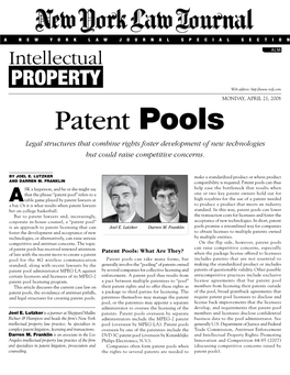Patent Pools Legal Structures That Combine Rights Foster Development of New Technologies but Could Raise Competitive Concerns